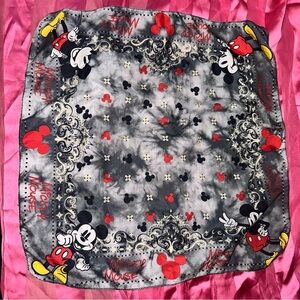 Collectible Mickey Mouse Red and Gray Tie Dye Design, Paisley Design Bandana
